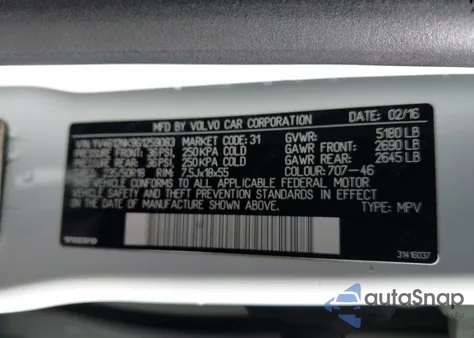 2016 Volvo Xc70 T5 Premier из США, поврежденный, VIN YV4612NK9G1259083